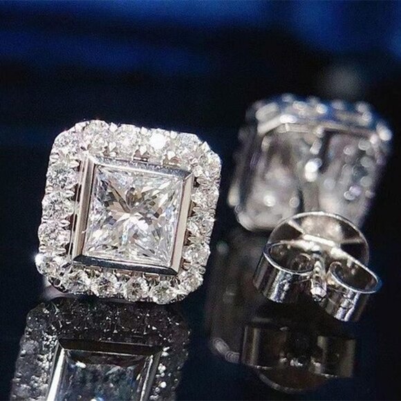 🎁 Princess Cut CZ Dazzling Imitate Zircon Earring for Women, HA4544 - Picture 1 of 6
